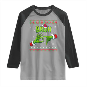 Christmas Bruh 67 Green Hands Meme Raglan Shirt Funny Six Seven Meme Holiday Ugly Sweater TS02 Sport Gray Black Print Your Wear