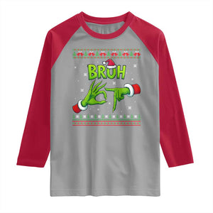 Christmas Bruh 67 Green Hands Meme Raglan Shirt Funny Six Seven Meme Holiday Ugly Sweater TS02 Sport Gray Red Print Your Wear