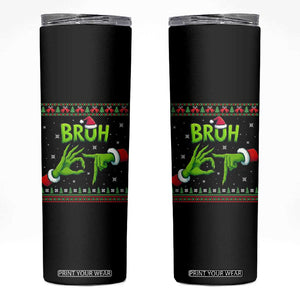 Christmas Bruh 67 Green Hands Meme Skinny Tumbler Funny Six Seven Meme Holiday Ugly Sweater TS02 Black Print Your Wear