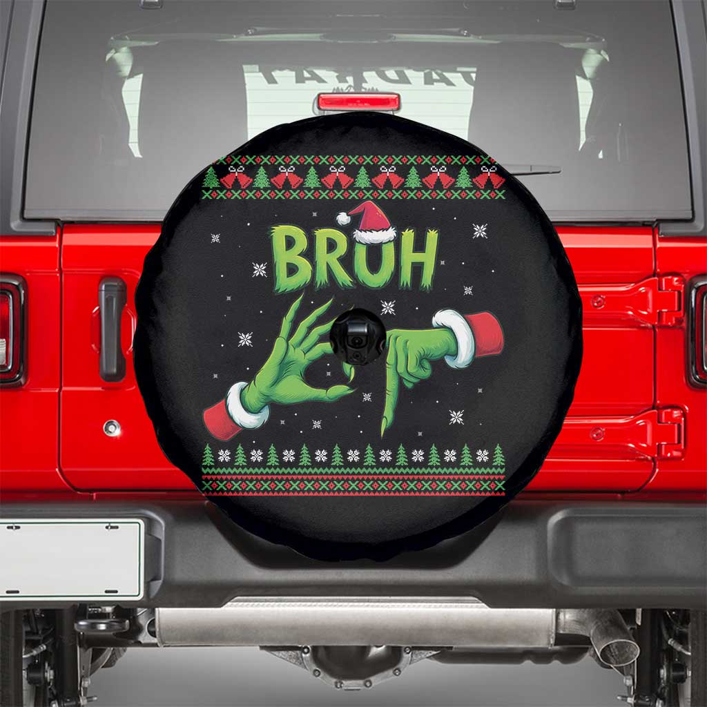 Christmas Bruh 67 Green Hands Meme Spare Tire Cover Funny Six Seven Meme Holiday Ugly Sweater TS02 Black Print Your Wear