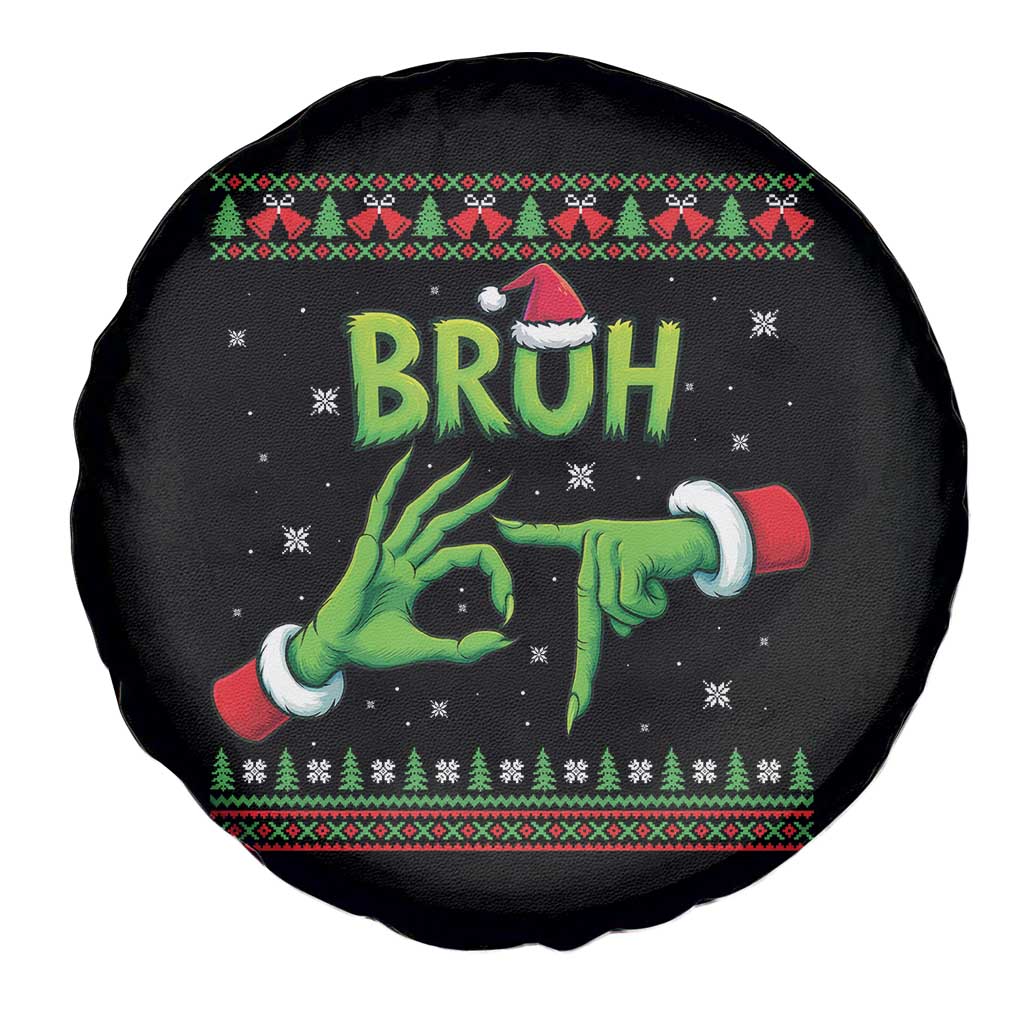 Christmas Bruh 67 Green Hands Meme Spare Tire Cover Funny Six Seven Meme Holiday Ugly Sweater TS02 Print Your Wear