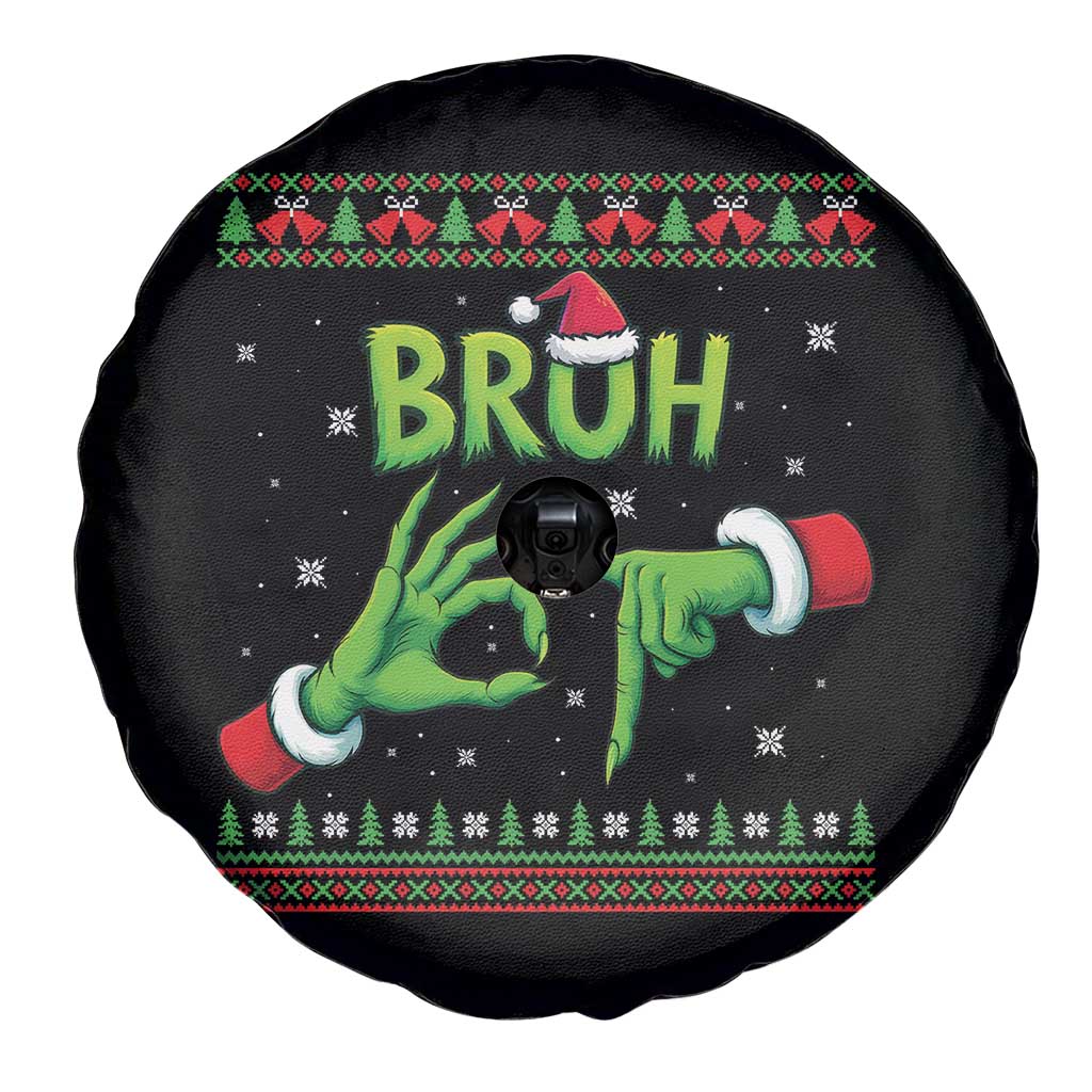 Christmas Bruh 67 Green Hands Meme Spare Tire Cover Funny Six Seven Meme Holiday Ugly Sweater TS02 Print Your Wear