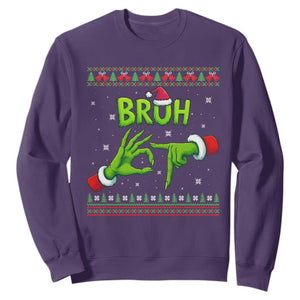 Christmas Bruh 67 Green Hands Meme Sweatshirt Funny Six Seven Meme Holiday Ugly Sweater TS02 Purple Print Your Wear