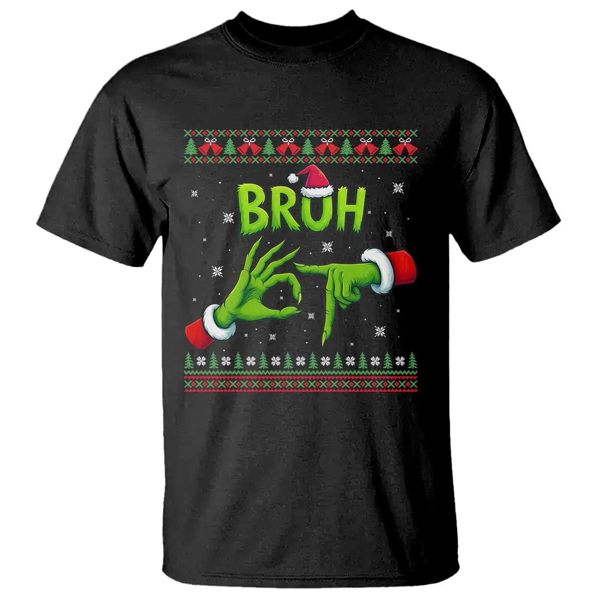 Christmas Bruh 67 Green Hands Meme T Shirt Funny Six Seven Meme Holiday Ugly Sweater TS02 Black Print Your Wear
