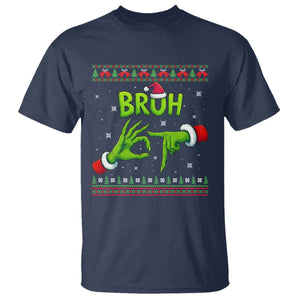 Christmas Bruh 67 Green Hands Meme T Shirt Funny Six Seven Meme Holiday Ugly Sweater TS02 Navy Print Your Wear