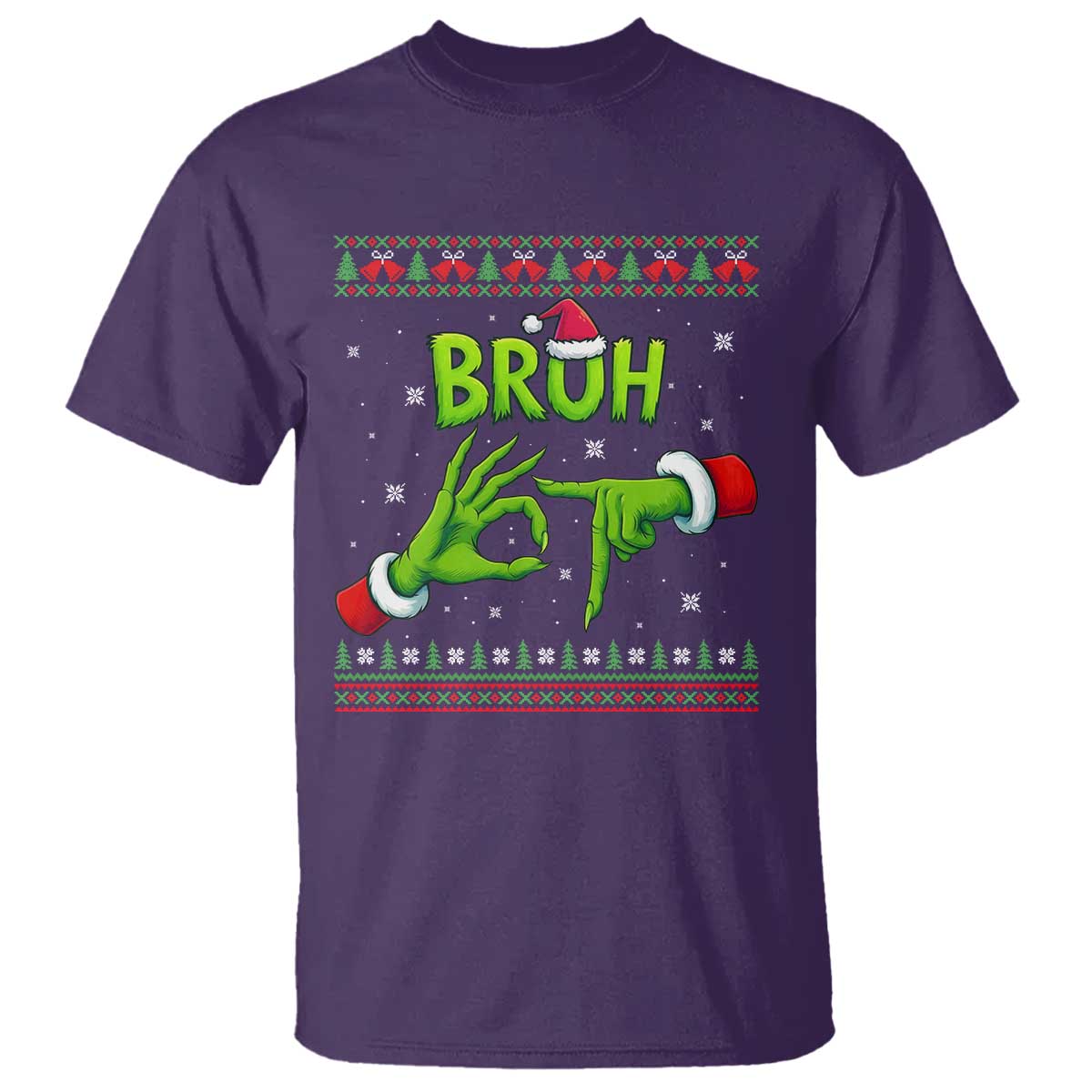 Christmas Bruh 67 Green Hands Meme T Shirt Funny Six Seven Meme Holiday Ugly Sweater TS02 Purple Print Your Wear