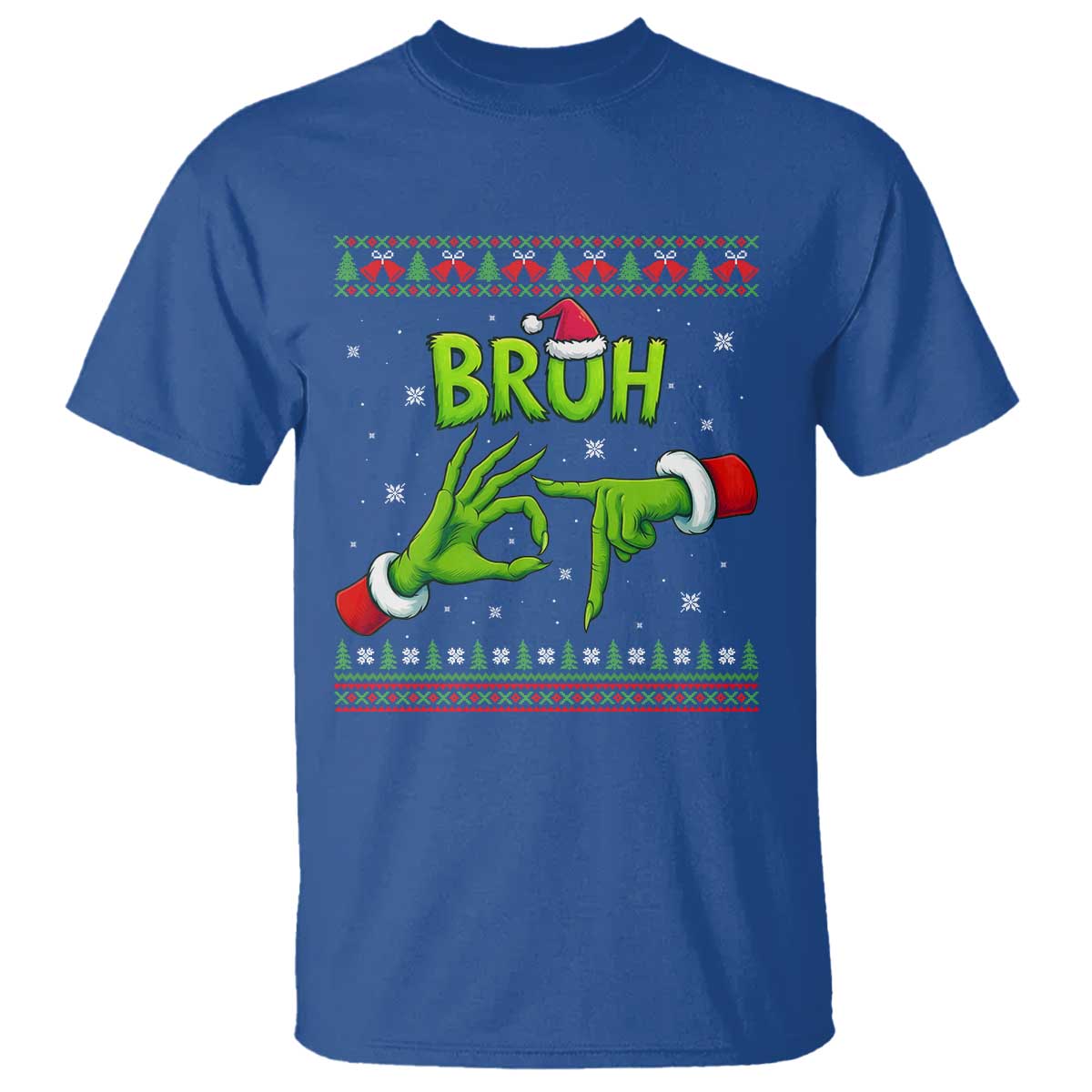 Christmas Bruh 67 Green Hands Meme T Shirt Funny Six Seven Meme Holiday Ugly Sweater TS02 Royal Blue Print Your Wear