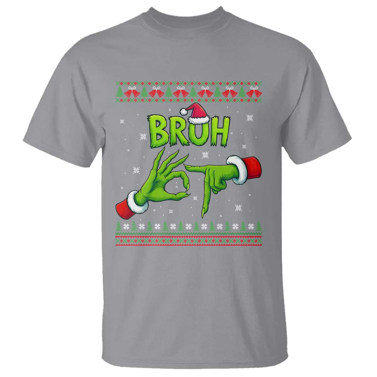 Christmas Bruh 67 Green Hands Meme T Shirt Funny Six Seven Meme Holiday Ugly Sweater TS02 Sport Gray Print Your Wear