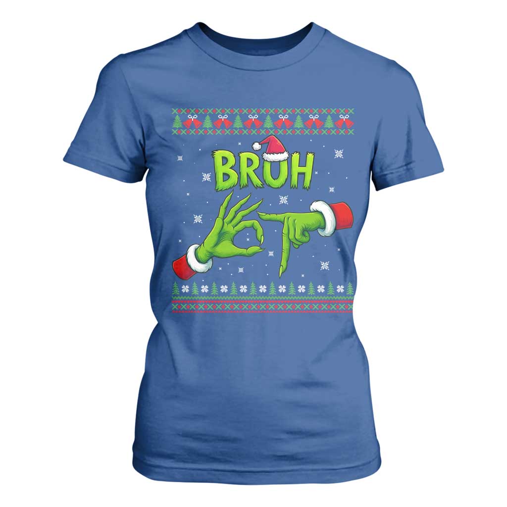 Christmas Bruh 67 Green Hands Meme T Shirt For Women Funny Six Seven Meme Holiday Ugly Sweater TS02 Royal Blue Print Your Wear