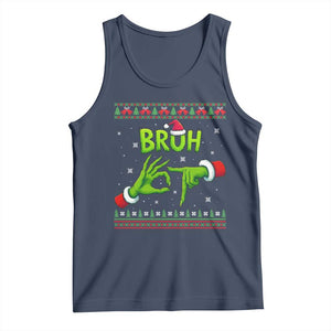 Christmas Bruh 67 Green Hands Meme Tank Top Funny Six Seven Meme Holiday Ugly Sweater TS02 Navy Print Your Wear