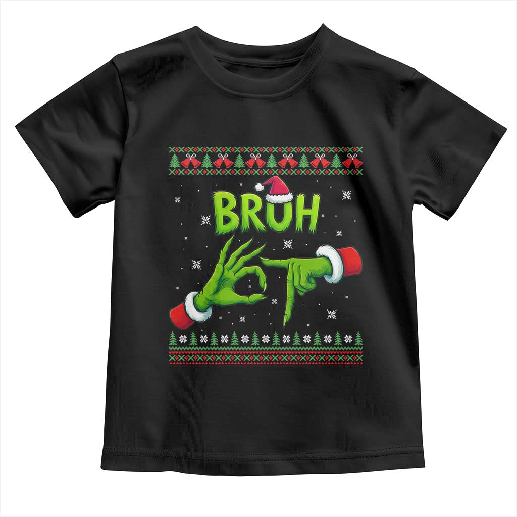 Christmas Bruh 67 Green Hands Meme Toddler T Shirt Funny Six Seven Meme Holiday Ugly Sweater TS02 Black Print Your Wear