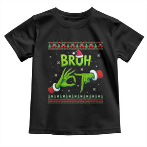 Christmas Bruh 67 Green Hands Meme Toddler T Shirt Funny Six Seven Meme Holiday Ugly Sweater TS02 Black Print Your Wear