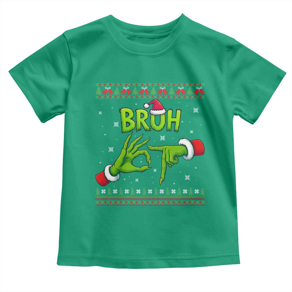 Christmas Bruh 67 Green Hands Meme Toddler T Shirt Funny Six Seven Meme Holiday Ugly Sweater TS02 Irish Green Print Your Wear