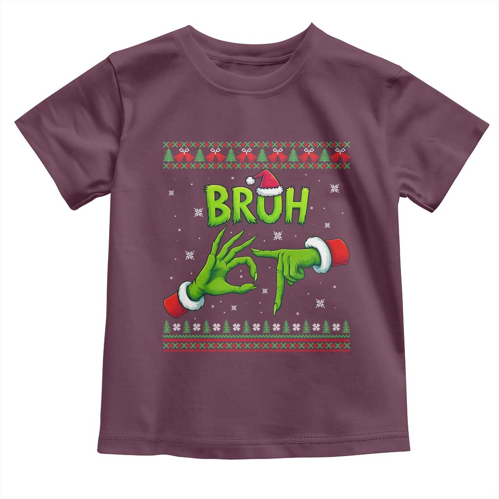 Christmas Bruh 67 Green Hands Meme Toddler T Shirt Funny Six Seven Meme Holiday Ugly Sweater TS02 Maroon Print Your Wear