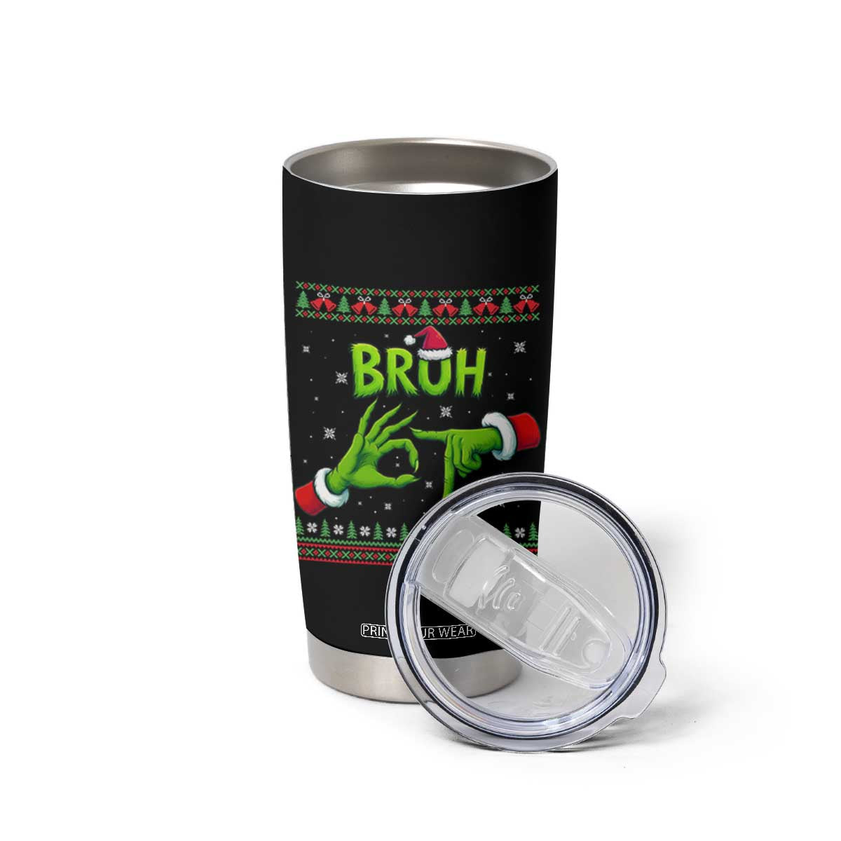 Christmas Bruh 67 Green Hands Meme Tumbler Cup Funny Six Seven Meme Holiday Ugly Sweater TS02 Print Your Wear