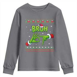 Christmas Bruh 67 Green Hands Meme Youth Sweatshirt Funny Six Seven Meme Holiday Ugly Sweater TS02 Charcoal Print Your Wear