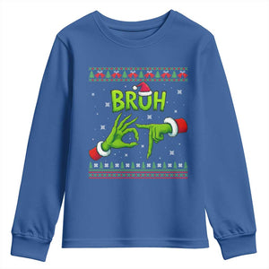 Christmas Bruh 67 Green Hands Meme Youth Sweatshirt Funny Six Seven Meme Holiday Ugly Sweater TS02 Royal Blue Print Your Wear