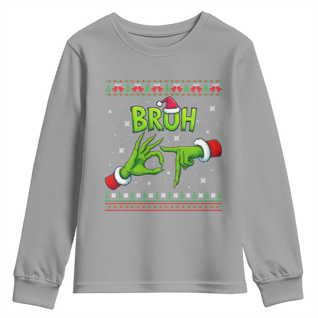Christmas Bruh 67 Green Hands Meme Youth Sweatshirt Funny Six Seven Meme Holiday Ugly Sweater TS02 Sport Gray Print Your Wear