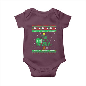 Funny Excel Christmas Tree Baby Onesie This Calls for a Spreadsheet Xmas DIV0 Errors TS02 Maroon Print Your Wear