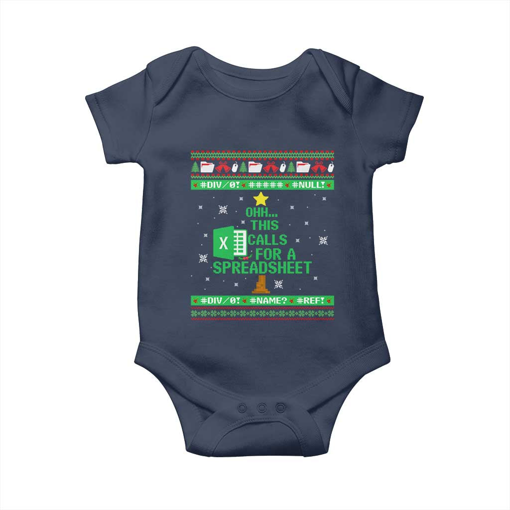 Funny Excel Christmas Tree Baby Onesie This Calls for a Spreadsheet Xmas DIV0 Errors TS02 Navy Print Your Wear