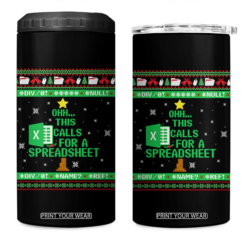 Funny Excel Christmas Tree 4 in 1 Can Cooler Tumbler This Calls for a Spreadsheet Xmas DIV0 Errors TS02 One Size: 16 oz Black Print Your Wear