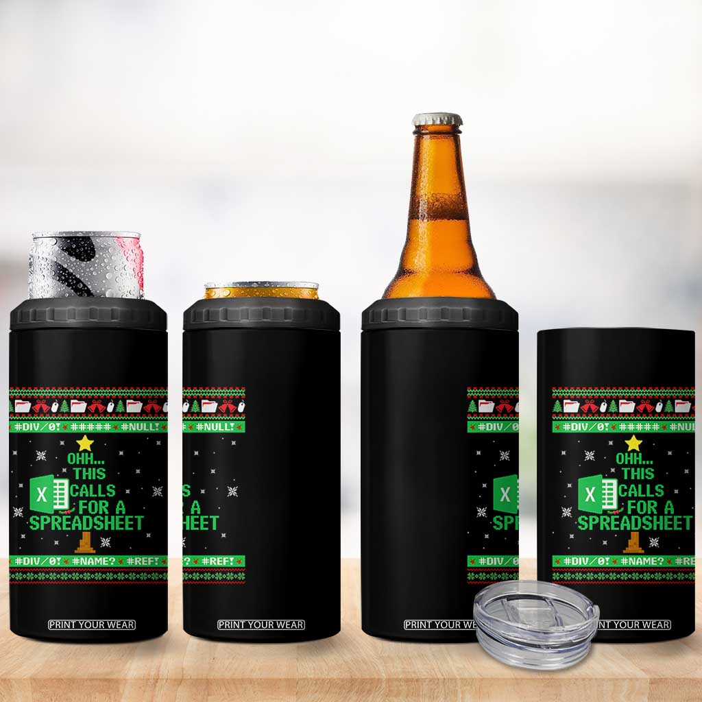 Funny Excel Christmas Tree 4 in 1 Can Cooler Tumbler This Calls for a Spreadsheet Xmas DIV0 Errors TS02 Print Your Wear