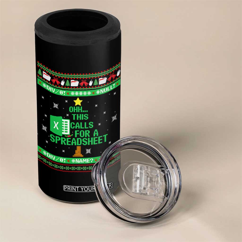 Funny Excel Christmas Tree 4 in 1 Can Cooler Tumbler This Calls for a Spreadsheet Xmas DIV0 Errors TS02 Print Your Wear