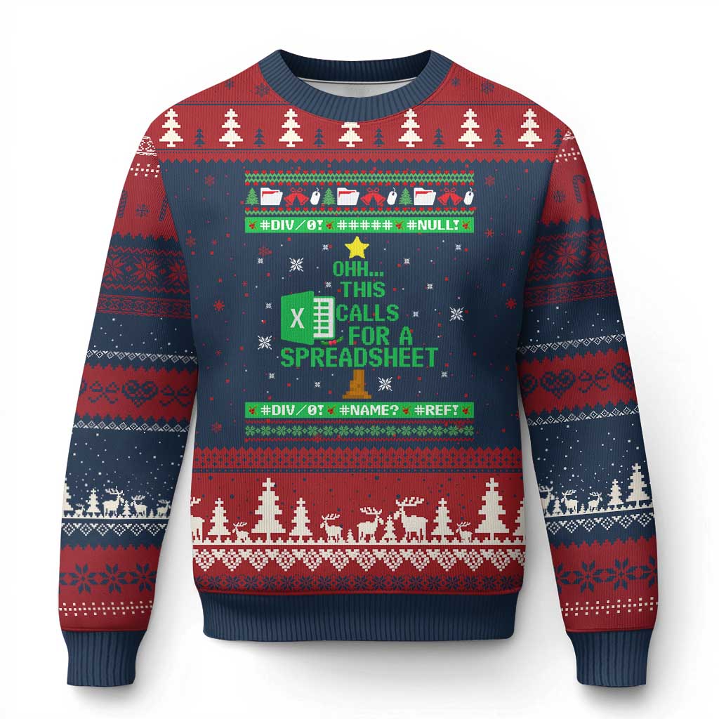 Funny Excel Xmas Tree Ugly Christmas Sweater This Calls for a Spreadsheet Xmas DIV0 Errors TS02 Navy Red Print Your Wear