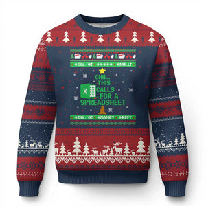 Funny Excel Xmas Tree Ugly Christmas Sweater This Calls for a Spreadsheet Xmas DIV0 Errors TS02 Navy Red Print Your Wear
