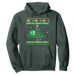 Funny Excel Christmas Tree Hoodie This Calls for a Spreadsheet Xmas DIV0 Errors TS02 Dark Forest Green Print Your Wear