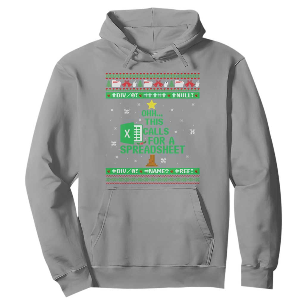 Funny Excel Christmas Tree Hoodie This Calls for a Spreadsheet Xmas DIV0 Errors TS02 Sport Gray Print Your Wear