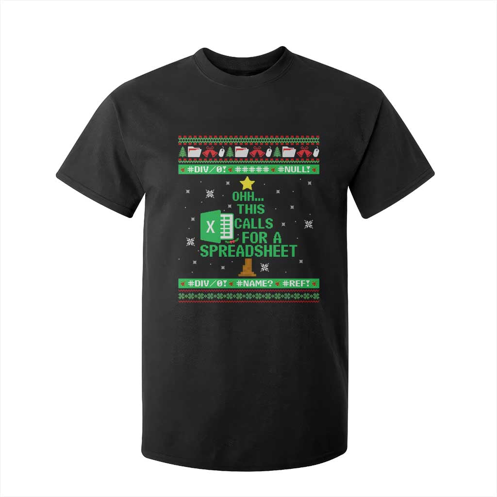 Funny Excel Christmas Tree T Shirt For Kid This Calls for a Spreadsheet Xmas DIV0 Errors TS02 Black Print Your Wear