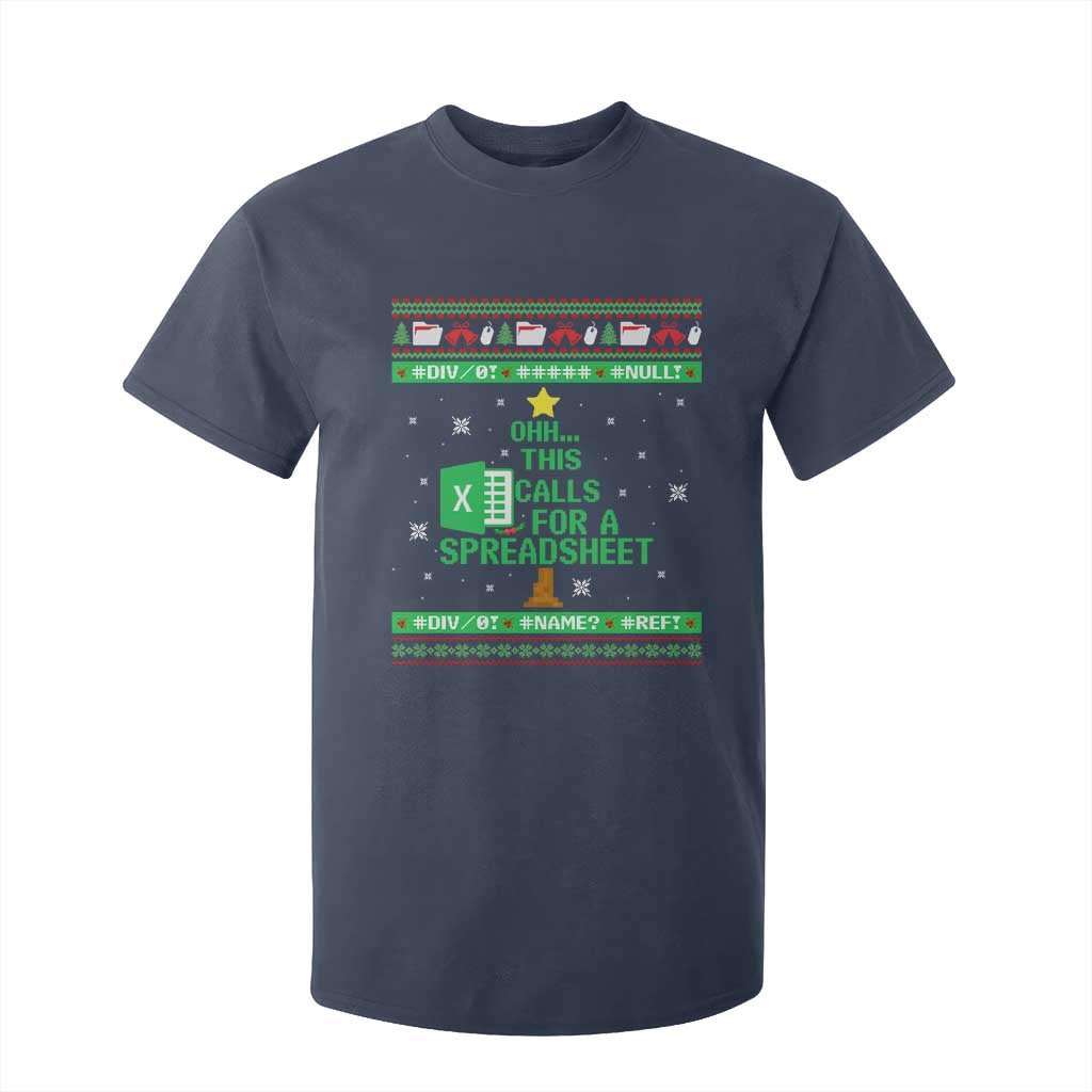 Funny Excel Christmas Tree T Shirt For Kid This Calls for a Spreadsheet Xmas DIV0 Errors TS02 Navy Print Your Wear