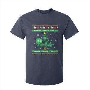 Funny Excel Christmas Tree T Shirt For Kid This Calls for a Spreadsheet Xmas DIV0 Errors TS02 Navy Print Your Wear
