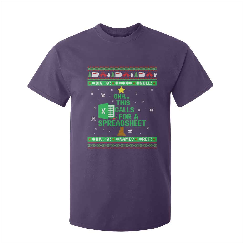 Funny Excel Christmas Tree T Shirt For Kid This Calls for a Spreadsheet Xmas DIV0 Errors TS02 Purple Print Your Wear