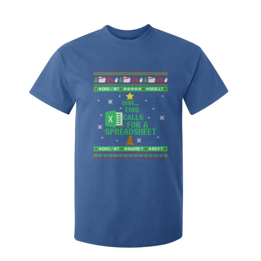 Funny Excel Christmas Tree T Shirt For Kid This Calls for a Spreadsheet Xmas DIV0 Errors TS02 Royal Blue Print Your Wear