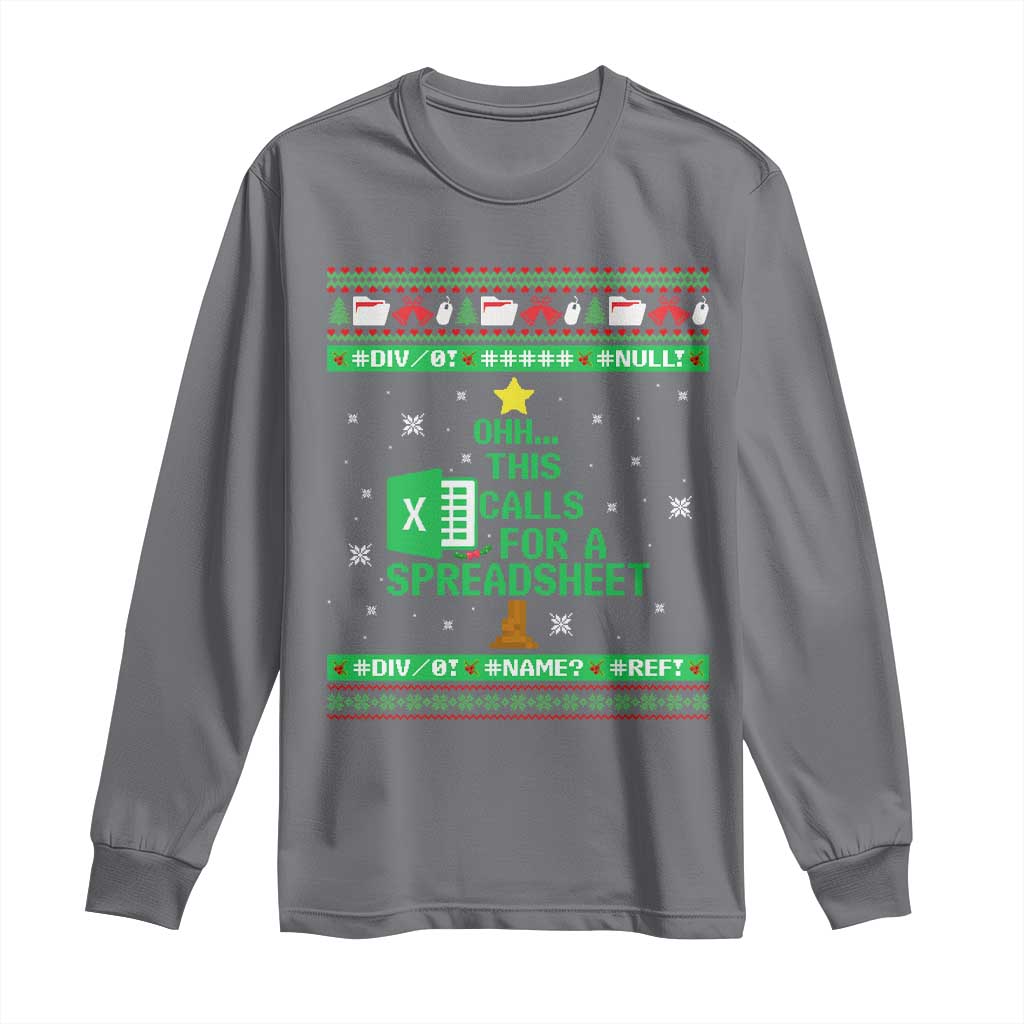 Funny Excel Christmas Tree Long Sleeve Shirt This Calls for a Spreadsheet Xmas DIV0 Errors TS02 Charcoal Print Your Wear