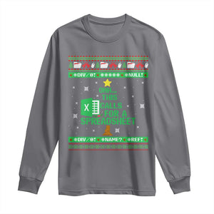 Funny Excel Christmas Tree Long Sleeve Shirt This Calls for a Spreadsheet Xmas DIV0 Errors TS02 Charcoal Print Your Wear
