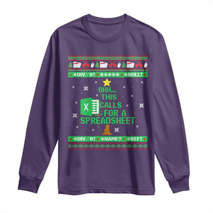 Funny Excel Christmas Tree Long Sleeve Shirt This Calls for a Spreadsheet Xmas DIV0 Errors TS02 Purple Print Your Wear