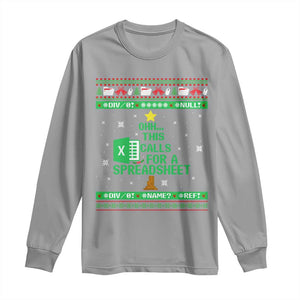 Funny Excel Christmas Tree Long Sleeve Shirt This Calls for a Spreadsheet Xmas DIV0 Errors TS02 Sport Gray Print Your Wear