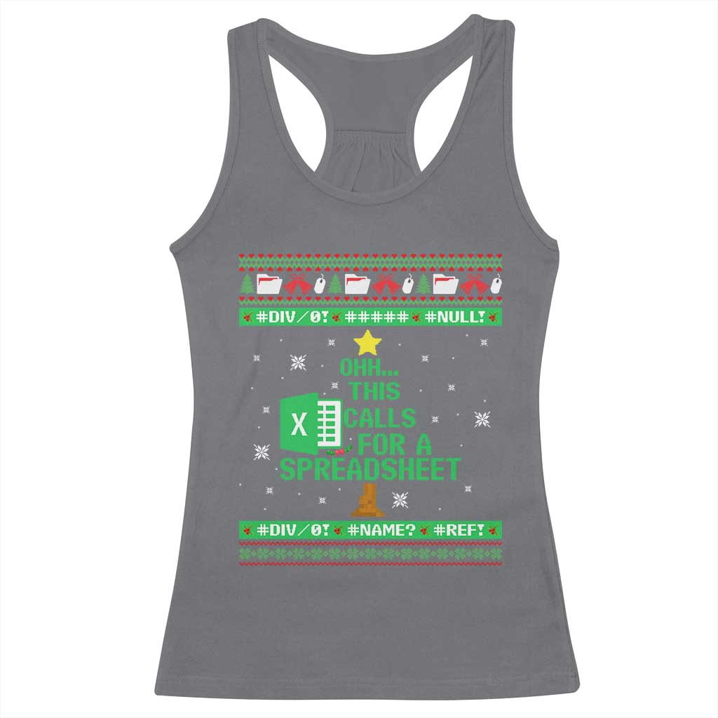Funny Excel Christmas Tree Racerback Tank Top This Calls for a Spreadsheet Xmas DIV0 Errors TS02 Charcoal Print Your Wear