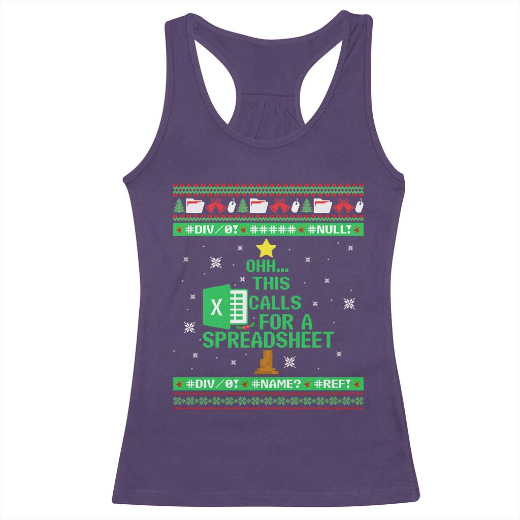 Funny Excel Christmas Tree Racerback Tank Top This Calls for a Spreadsheet Xmas DIV0 Errors TS02 Purple Print Your Wear