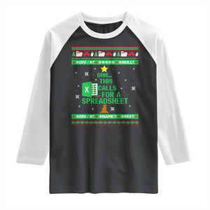Funny Excel Christmas Tree Raglan Shirt This Calls for a Spreadsheet Xmas DIV0 Errors TS02 Black White Print Your Wear