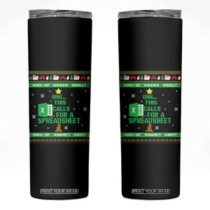Funny Excel Christmas Tree Skinny Tumbler This Calls for a Spreadsheet Xmas DIV0 Errors TS02 Black Print Your Wear