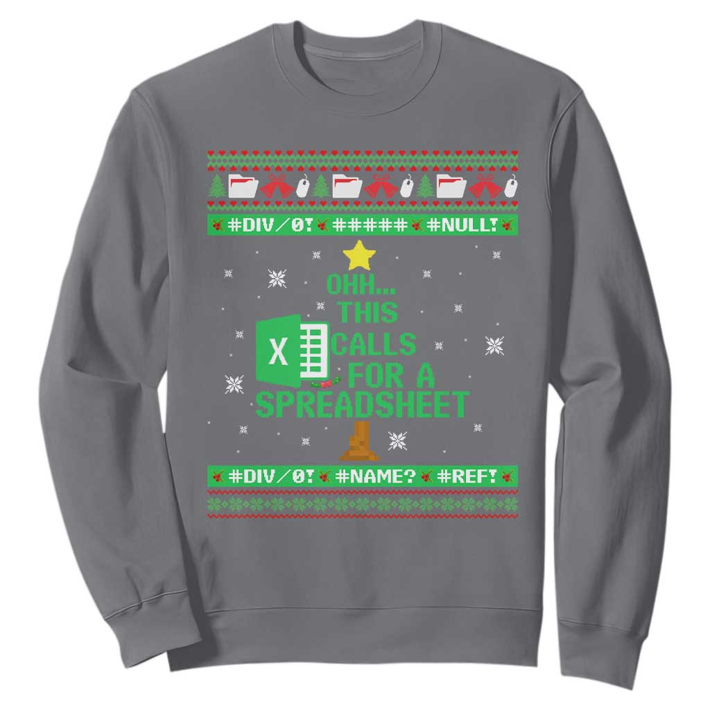 Funny Excel Christmas Tree Sweatshirt This Calls for a Spreadsheet Xmas DIV0 Errors TS02 Charcoal Print Your Wear