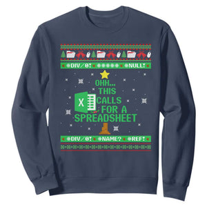 Funny Excel Christmas Tree Sweatshirt This Calls for a Spreadsheet Xmas DIV0 Errors TS02 Navy Print Your Wear