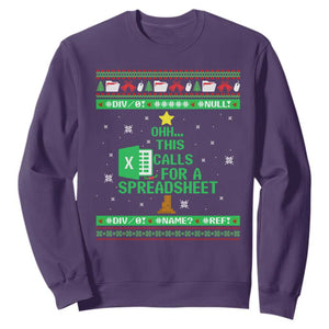 Funny Excel Christmas Tree Sweatshirt This Calls for a Spreadsheet Xmas DIV0 Errors TS02 Purple Print Your Wear