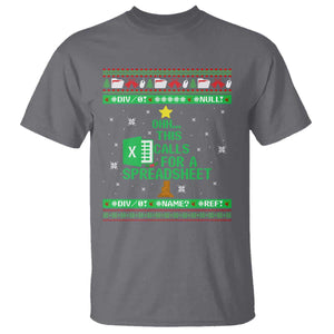 Funny Excel Christmas Tree T Shirt This Calls for a Spreadsheet Xmas DIV0 Errors TS02 Charcoal Print Your Wear