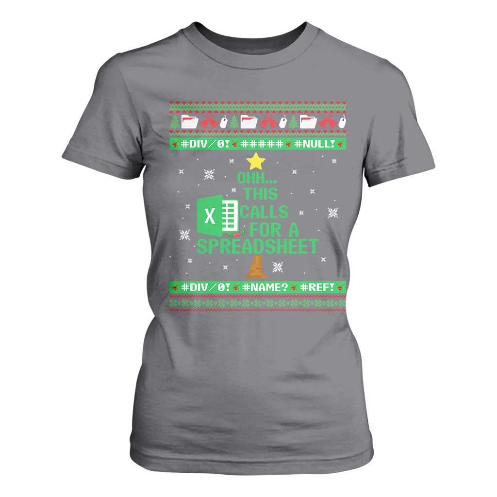 Funny Excel Christmas Tree T Shirt For Women This Calls for a Spreadsheet Xmas DIV0 Errors TS02 Charcoal Print Your Wear