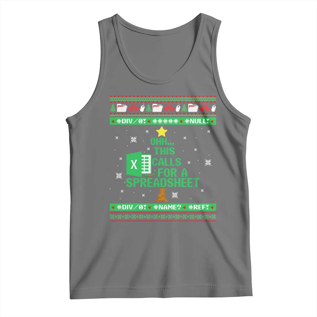Funny Excel Christmas Tree Tank Top This Calls for a Spreadsheet Xmas DIV0 Errors TS02 Black Heather Print Your Wear